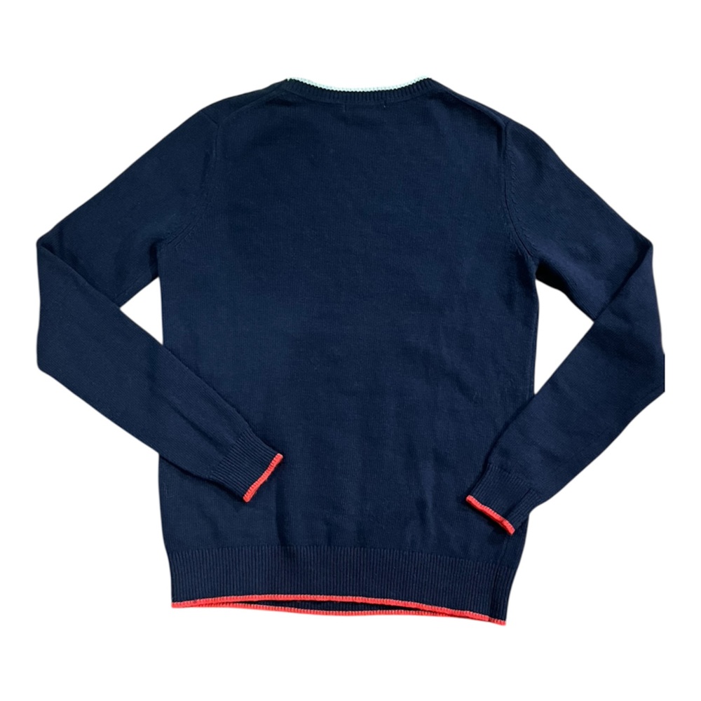 Boden Navy Sweater with Red and White Reindeer Design - Picture 2 of 7